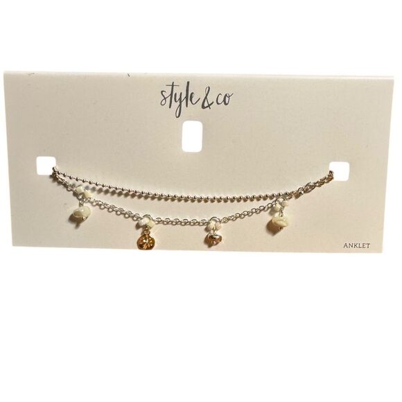 Style & Co Silver Charm Anklet - Picture 2 of 3